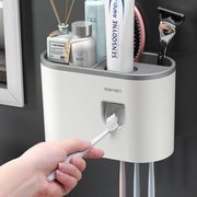 Creative Single Cup Lazy Man Automatic Toothpaste Squeezer Adhesive Toothbrush Holder Bathroom Mouthwash Cup Toothware Box Set eprolo