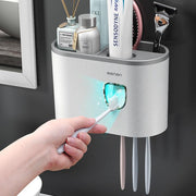 Creative Single Cup Lazy Man Automatic Toothpaste Squeezer Adhesive Toothbrush Holder Bathroom Mouthwash Cup Toothware Box Set eprolo