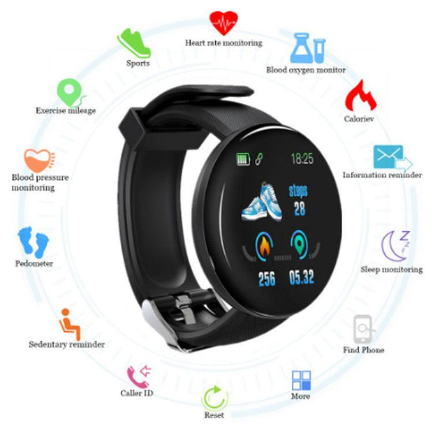 D18 Smart Bracelet Color Round Screen Heart Rate Blood Pressure Sleep Monitoring Pedometer Sports Encyclopedia Star Smart Watch eprolo