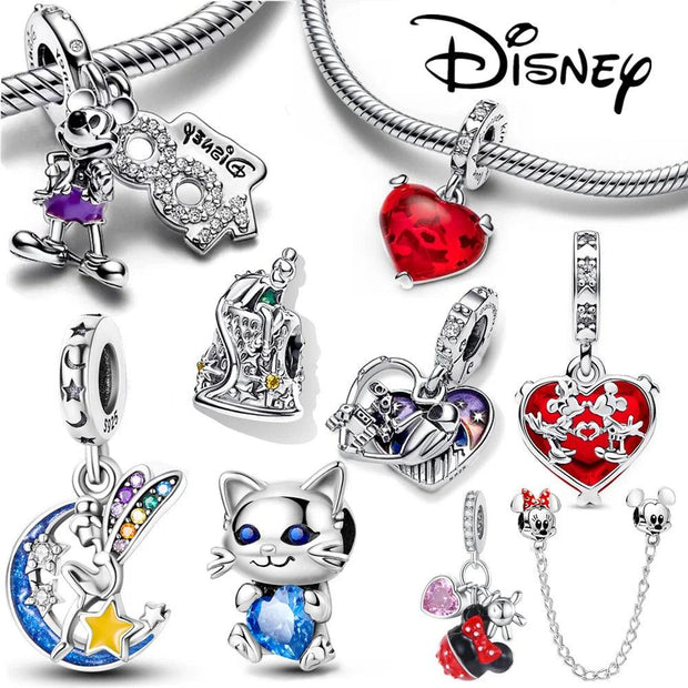 Disney Stitch Minnie Mouse Winnie Charms Dangle Fit Charms Silver 925 Original Bracelet Beads Charm for Pendant Jewelry Gift - Sunny Side Store