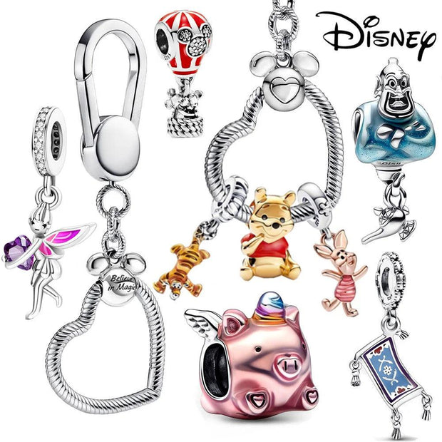 Disney Stitch Minnie Mouse Winnie Charms Dangle Fit Charms Silver 925 Original Bracelet Beads Charm for Pendant Jewelry Gift - Sunny Side Store