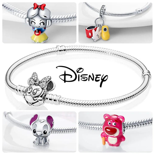 Disney Stitch Minnie Mouse Winnie Charms Dangle Fit Charms Silver 925 Original Bracelet Beads Charm for Pendant Jewelry Gift - Sunny Side Store