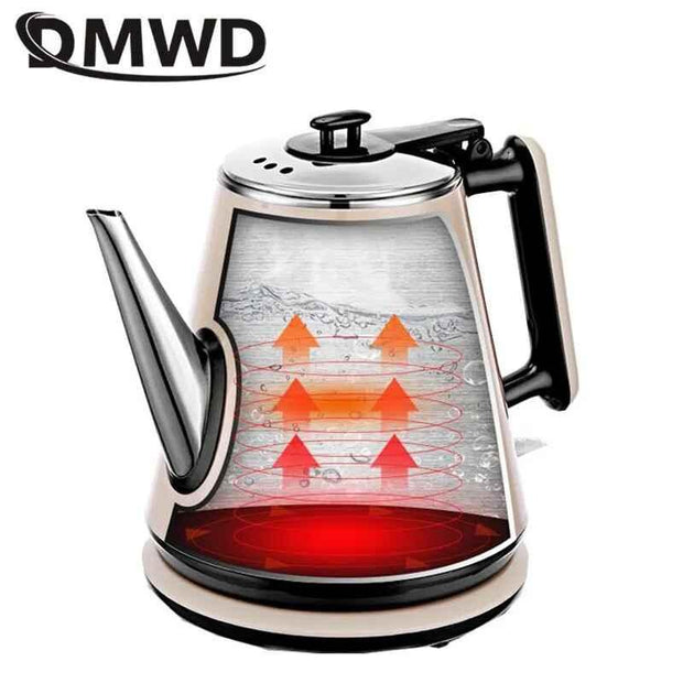 DMWD Household Electric Kettle 1L Tea Maker Classic Coffee Pot Water Boiler Stainless Steel Office Heater Automatic Power Off - Sunny Side Store