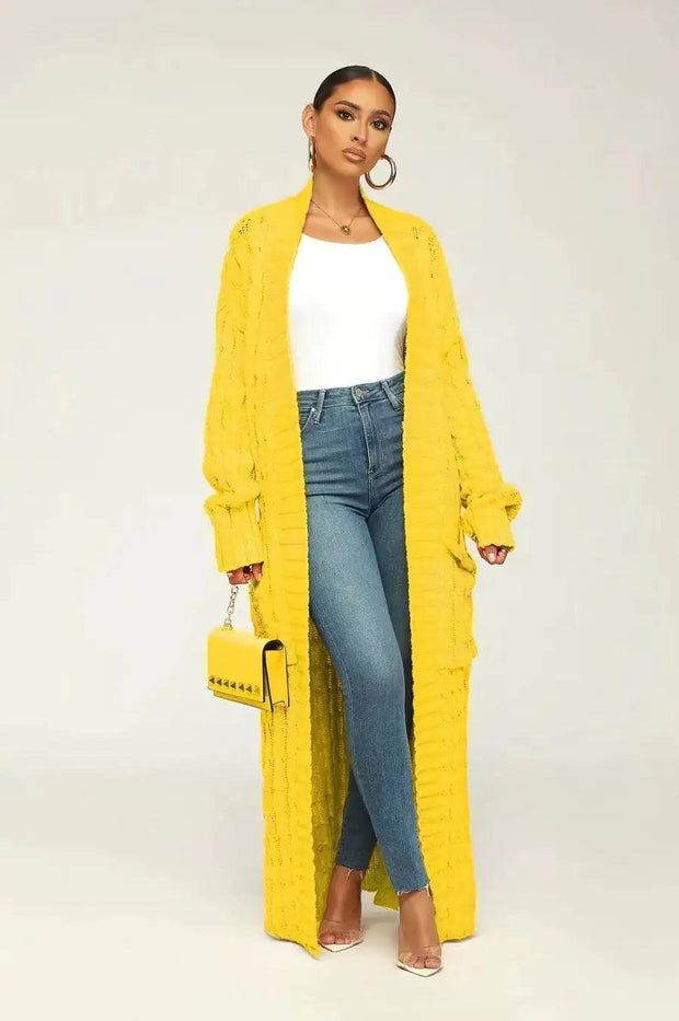 Drop Shoulder Maxi Sweater Cardigan - Sunny Side Store