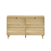 Rattan Dresser With Drawers, 6 Drawer Dresser For Bedroom, Clothes Storage Cabinet For Bedroom, Metal Handle&Wood Legs For Hallway, Living Room, Bedroom,Natural