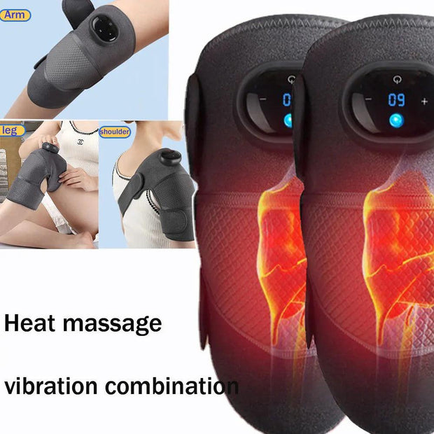 Electric Heating Shoulder leg Massage Belt  Massager Hot Compress Therapy Support for Arthritis Joint Pain Relief Cold Leg Knee Sunny Side Store