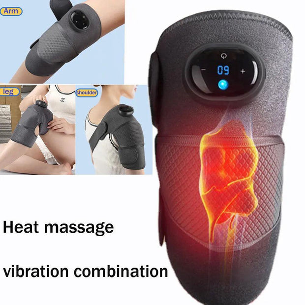 Electric Heating Shoulder leg Massage Belt  Massager Hot Compress Therapy Support for Arthritis Joint Pain Relief Cold Leg Knee Sunny Side Store