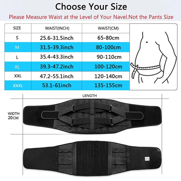 Elstiac Lumbar Back Belt Waist Support Trainer Adjustable Lumbar Pad with 6 Stays Abdominal Binder Fitness Gym Belts Women Men - Sunny Side Store Sunny Side Store  13.43