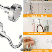 Super Strong Neodymium Magnetic Hooks - 100lbs Capacity - Ideal For Organizing Home, Kitchen, Office & Garage!