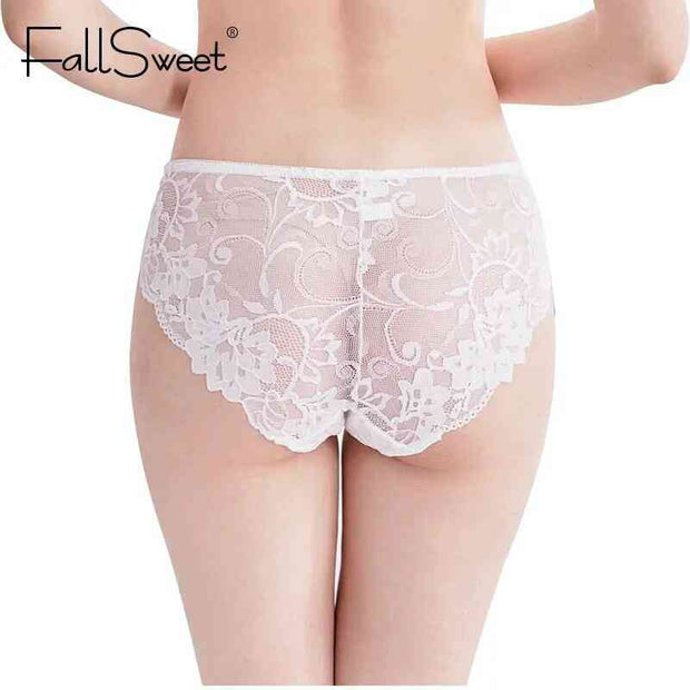 FallSweet Sexy Large Size Briefs Ultra-thin Women's Panties White Lace Panty 4xl - Sunny Side Store