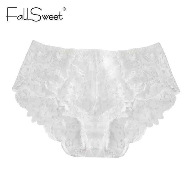 FallSweet Sexy Large Size Briefs Ultra-thin Women's Panties White Lace Panty 4xl - Sunny Side Store