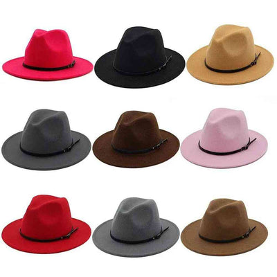 Fedora Hat Men Women Imitation Woolen Winter Women Felt Hats Men Fashion Black Top Jazz Hat Fedoras Chapeau Sombrero Mujer 2019 - Sunny Side Store