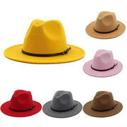 Fedora Hat Men Women Imitation Woolen Winter Women Felt Hats Men Fashion Black Top Jazz Hat Fedoras Chapeau Sombrero Mujer 2019 - Sunny Side Store