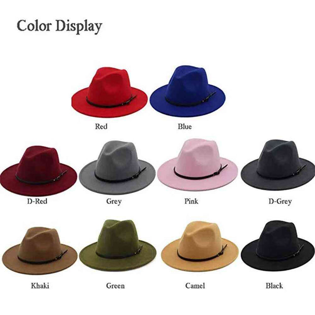 Fedora Hat Men Women Imitation Woolen Winter Women Felt Hats Men Fashion Black Top Jazz Hat Fedoras Chapeau Sombrero Mujer 2019 - Sunny Side Store