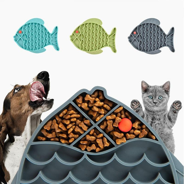 Fish Shape Silicone Bowl Dog Lick Mat Slow Feeding Food Bowl For Small Medium Dogs Puppy Cat Treat Feeder Dispenser Pet Supplies - Sunny Side Store