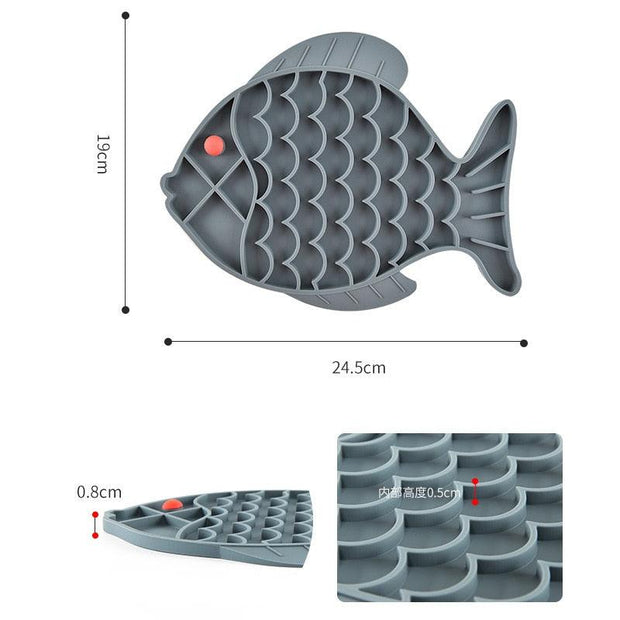 Fish Shape Silicone Bowl Dog Lick Mat Slow Feeding Food Bowl For Small Medium Dogs Puppy Cat Treat Feeder Dispenser Pet Supplies - Sunny Side Store