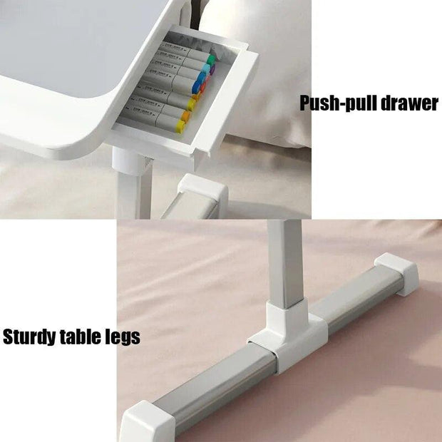 Foldable Lift Laptop Desk for Bed Adjustable Stand Portable Lap Table Breakfast Tray Desk with Drawer for Eating Working Gaming - Sunny Side Store Sunny Side Store  9.05