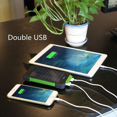 For Smartphone with LED Light Solar Power Bank Waterproof 20000mAh Charger 2 USB Ports External Charger Powerbank - Sunny Side Store