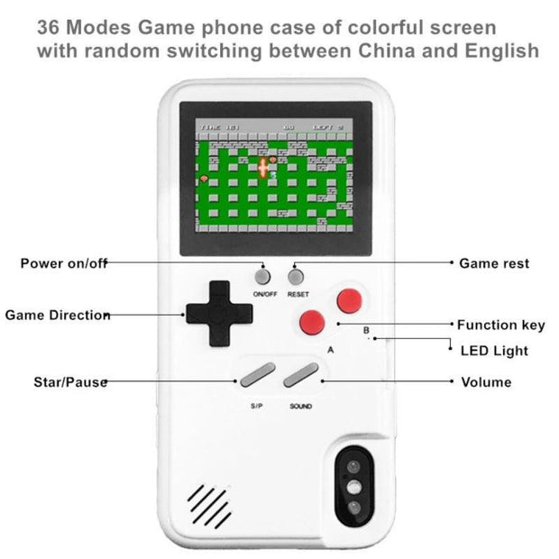 Gameboy Soft Phone Case Cover For iPhone X XR XS Max For iPhone 6 7 8 Plus Color Display 36 Classic Game Console Silicone Cover eprolo