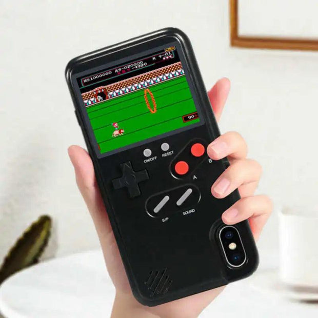 Gameboy Soft Phone Case Cover For iPhone X XR XS Max For iPhone 6 7 8 Plus Color Display 36 Classic Game Console Silicone Cover eprolo