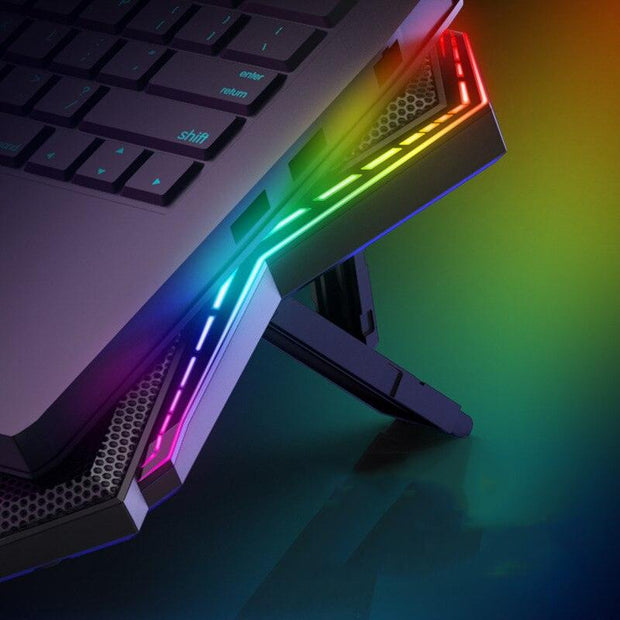 Gaming Laptop Cooler Six Fan Two USB Port Led RGB Lighting Notebook Stand for Laptop 12-17 inch Laptop Cooling Pad - Sunny Side Store