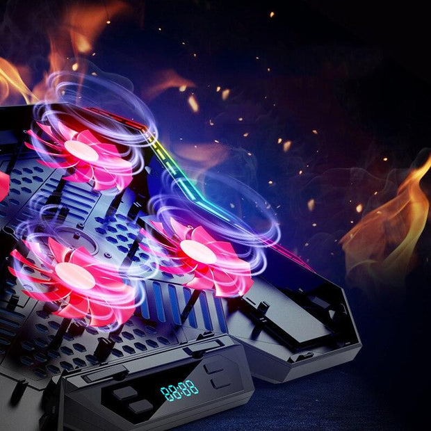 Gaming Laptop Cooler Six Fan Two USB Port Led RGB Lighting Notebook Stand for Laptop 12-17 inch Laptop Cooling Pad - Sunny Side Store