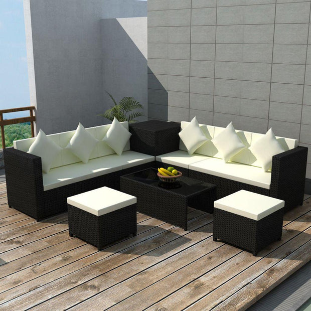 Garden Sofa Set 26 Pieces Poly Rattan Brown - Sunny Side Store