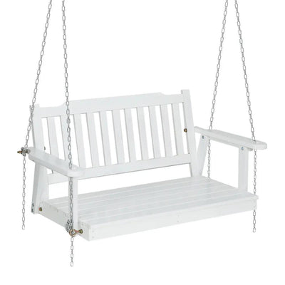 Gardeon Porch Swing Chair with Chain Garden Bench Outdoor Furniture Wooden White - Sunny Side Store