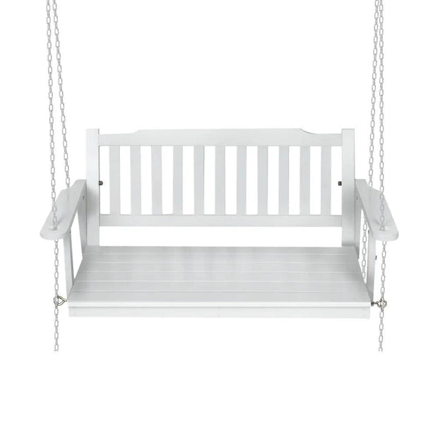 Gardeon Porch Swing Chair with Chain Garden Bench Outdoor Furniture Wooden White - Sunny Side Store