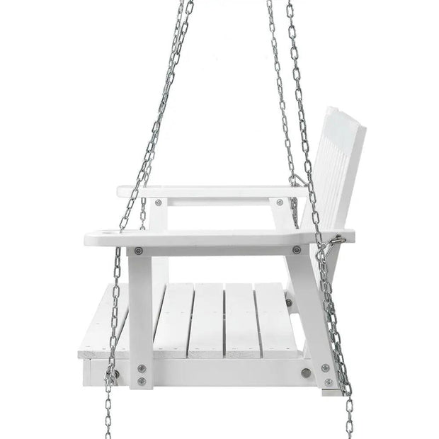 Gardeon Porch Swing Chair with Chain Garden Bench Outdoor Furniture Wooden White - Sunny Side Store