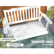 Gardeon Porch Swing Chair with Chain Garden Bench Outdoor Furniture Wooden White - Sunny Side Store