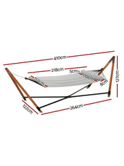 Gardeon Wooden Hammock Chair with Stand Linen Hammock Bed Timber Steel 200KG - Sunny Side Store