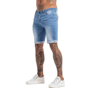 GINGTTO Jeans Mens Denim Shorts Skinny Short Pants Jean Shorts for men Elastic Waist Slim Fit Streetwear Stretch Dropshipping - Sunny Side Store