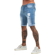 GINGTTO Jeans Mens Denim Shorts Skinny Short Pants Jean Shorts for men Elastic Waist Slim Fit Streetwear Stretch Dropshipping - Sunny Side Store