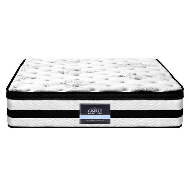 Giselle Bedding Super King Mattress Bed Euro Top Pocket Spring Firm Foam 34CM - Sunny Side Store