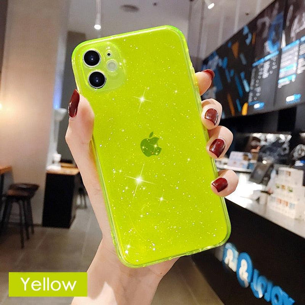 Glitter Fluorescent Colors Phone Cases On For iphone 12 11 Pro Max Mini XR X XS Max 6 6S 7 8 Plus 7Plus SE Soft TPU Cover eprolo