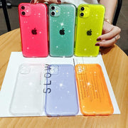 Glitter Fluorescent Colors Phone Cases On For iphone 12 11 Pro Max Mini XR X XS Max 6 6S 7 8 Plus 7Plus SE Soft TPU Cover eprolo