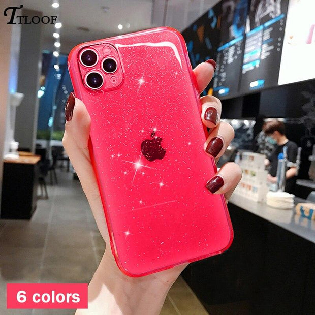 Glitter Fluorescent Colors Phone Cases On For iphone 12 11 Pro Max Mini XR X XS Max 6 6S 7 8 Plus 7Plus SE Soft TPU Cover eprolo