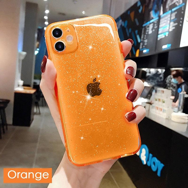 Glitter Fluorescent Colors Phone Cases On For iphone 12 11 Pro Max Mini XR X XS Max 6 6S 7 8 Plus 7Plus SE Soft TPU Cover eprolo