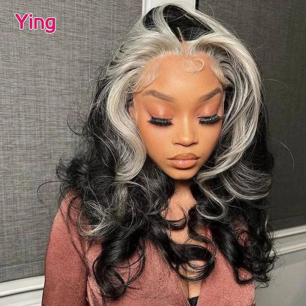 Grey Ombre Colored Body Wave Wig Transparent 13x6 Lace Front Human Hair Wigs for Black Women Pre-Plucked 13X6 Lace Frontal Wigs - Sunny Side Store