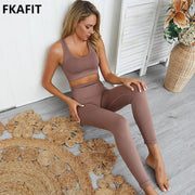 Gym 2 Piece Set Workout Clothes For Women Yoga Set Solid Color Fitness Leggings Sportswear Woman Yoga Wear Sport Bra And Pants - Sunny Side Store Sunny Side Store  20.19