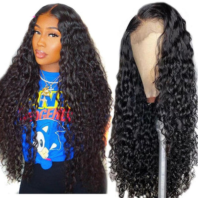 Half Lace Real Hair Cover 13 Water Wave Baby Hair Lace Wig - Sunny Side Store