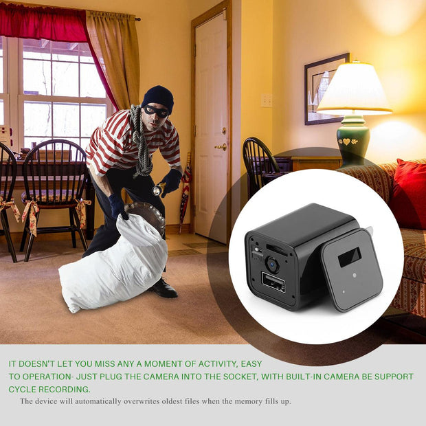 HD 1080P Hidden Camera USB Charger Home Security - Sunny Side Store