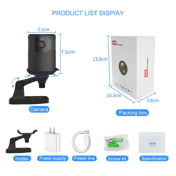 HD 2MP 1080P Wireless Mini Wifi Camera Night Vision Ip Camera - Sunny Side Store