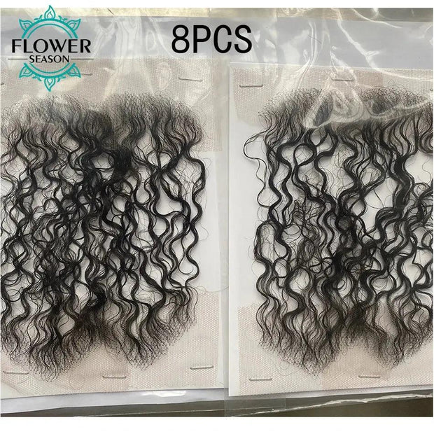 HD Lace Baby Hair Stripes 4Pcs Curly Human Hair Baby Hair Edge Swiss Lace Hairline Baby Hair Strips More Natural for Women - Sunny Side Store