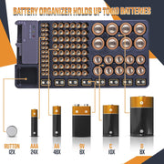 HFES Battery Storage Organizer Holder w/Tester Battery Caddy Rack Case Box Holders Including Battery Checker For AAA AA C D 9V - Sunny Side Store