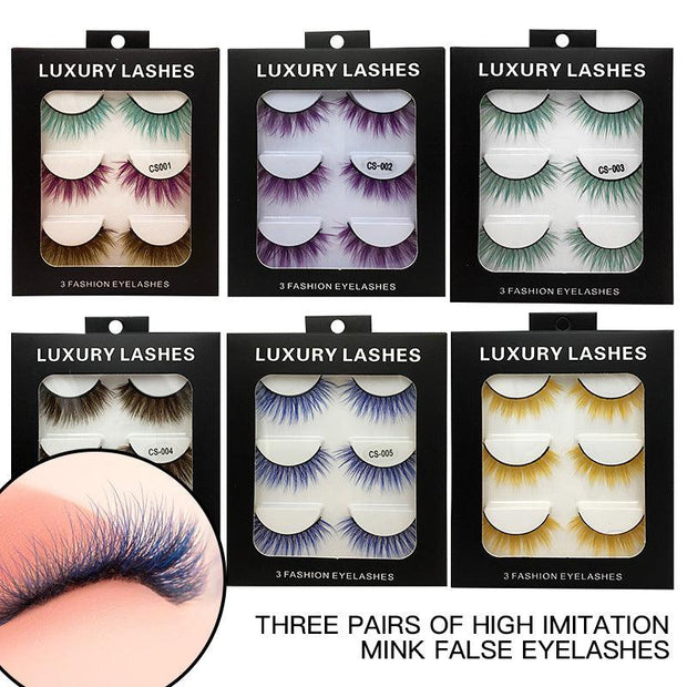 High-grade Color False Eyelashes Three-dimensional Thick Thickened Eyelash Cross Natural - Sunny Side Store