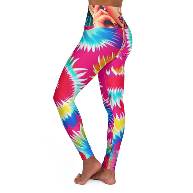 High Waisted Yoga Leggings (AOP) - Sunny Side Store Printify  53.48