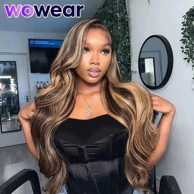 Highlight Wig Human Hair 34 Inch Brazilian Honey Blonde Hd Lace Frontal Wigs For Black Women Human Hair Body Wave Lace Front Wig - Sunny Side Store