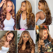 Highlight Wig Human Hair 34 Inch Brazilian Honey Blonde Hd Lace Frontal Wigs For Black Women Human Hair Body Wave Lace Front Wig - Sunny Side Store